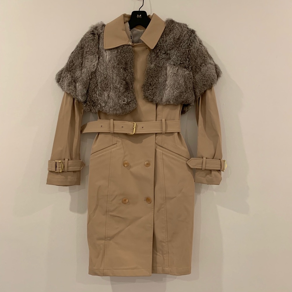 Opening Ceremony Fur Capelet Trench Coat